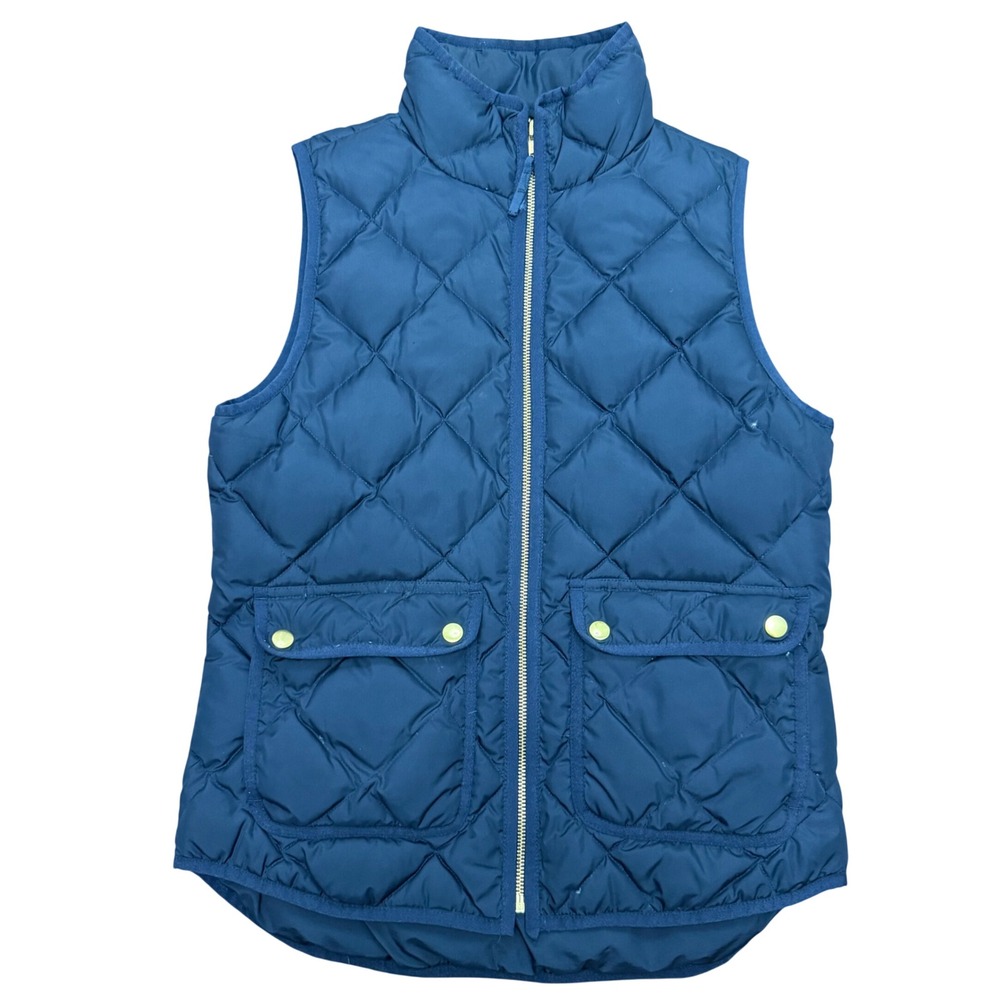 J Crew Excursion Quilted Vest Women XS Navy Blue Down Filled Puffer B0109 FA15